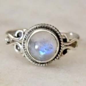 925 Sterling Silver Rainbow Moonstone <b>Statement</b> <b>Ring</b> Handmade Boho June Birthstone Jewelry 18K Perfect Gift for Her Birthday - Product Image 5