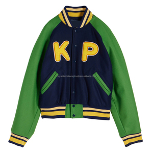 Oversize personalizado parche bordado manga de cuero béisbol Letterman Varsity chaqueta para hombres de talla grande suéter bombardero abrigo - Product Image 1
