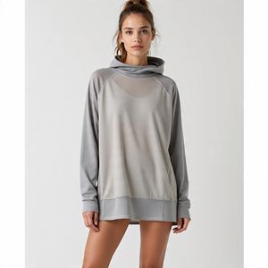 Sweat à capuche transparent en maille transparente pour femmes Sweat à capuche transparent en polyester pour femmes Streetwear Sweat à capuche en maille transparente - Product Image 1
