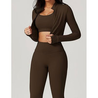 Yeni 3 Parçalı Kadınlar İçin Spor Takım Elbise Günlük Trend Yoga Spor Takımı Crop Toplar Seksi Yüksek Bel Taytlar Salon Giysisi Aktif