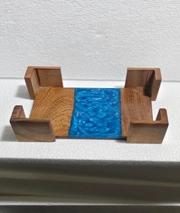 Posavasos Ecológico de Madera de Acacia Cuadrada con Resina Epoxi Aislante para Bebidas, Cerveza, Café, Té - Product Image 4