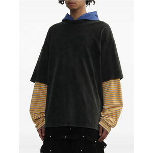 Sudadera con capucha para hombre, ropa de calle de alta calidad personalizada, ligera, ajuste holgado, bloque de color simulado, diseño esencial a la moda - Product Image 4