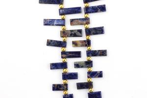 Cuentas de forma rectangular plana de sodalita Natural 7x10-7x30 MM longitud 13 \ "cuentas largas Briolette para la fabricación de joyas - Product Image 4