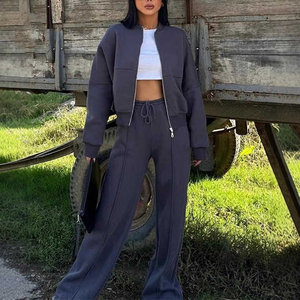 100% coton pantalon de survêtement 2 pièces pantalon évasé ensemble hommes deux pièces ensembles femmes survêtement survêtement pantalons de survêtement et ensembles à capuche - Product Image 4