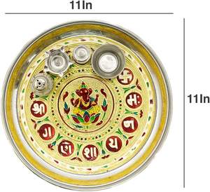 Plato Thali Indio de Cobre Sólido Ecológico al por Mayor, Plato de Bienvenida para Bodas, Regalo Festivo, Artículo de Pooja, Regalo de Inauguración de Casa, 100 Piezas - Product Image 4