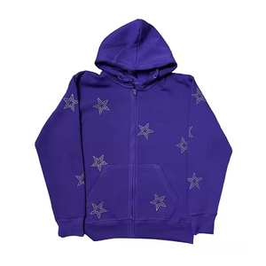 Sweats à capuche strass à séchage rapide sur mesure pour automne usage extérieur 100% coton fermeture éclair respirant en nouveau stock - Product Image 2