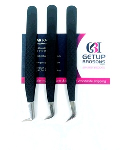 Revêtement en poudre noire professionnelle pointe argentée Volume de botte Extension de cils en acier inoxydable pince à épiler Logo personnalisé Instrument de beauté - Product Image 3