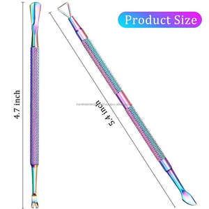 Pousse-cuticules professionnel double embout en acier inoxydable de qualité supérieure, couleurs personnalisables, réutilisable, pour manucure - Product Image 2