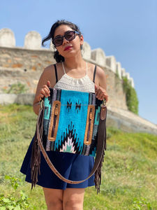 Nouveau sac à main de couverture selle élégant occidental bracelet en cuir usiné sacs latéraux aztèques de haute qualité sac sculpté à la main coloré Vintage - Product Image 5