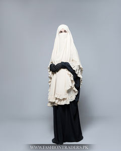 Vestido de hiyab Khimar con volantes hecho a mano para mujeres musulmanas, tela de poliéster transpirable, ropa modesta para eventos islámicos y uso diario - Product Image 4