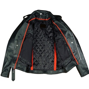 Chaqueta de cuero de vaca genuina hecha a medida Chaqueta de cuero negro de motocicleta hecha a mano a la venta por ropa de hombre - Product Image 2