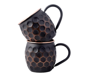 Tazas de cobre puro de mula de Moscú con acabado antiguo de la mejor calidad, tazas de cobre de cóctel de agua martillada. - Product Image 2