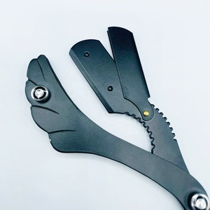 Navaja de Afeitar Profesional para Barbería, con Logotipo Personalizado, Recubrimiento Negro, con Bloqueo Oscilante, Función de Seguridad Manual para Afeitar el Cabello y las Axilas - Product Image 6