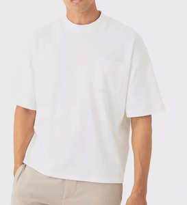 High Quality 2025 Regular Fit Men's T-Shirt 100% Bamboo Fiber Knitted 300g <b>Drop</b> Shoulder Streetwear Digital Printing Custom Logo - Product Image 4
