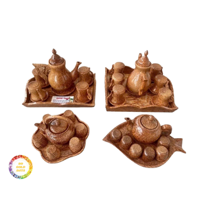 Service à thé en bois de coco, motif feuille, service à thé en bois de coco, vaisselle en bois durable pour hôtel, café, fournitures, origine Vietnam - Product Image 6