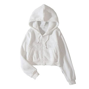 Sudadera con capucha corta con cremallera transpirable para mujer antiarrugas, Sudadera ligera de moda Activewear - Product Image 1