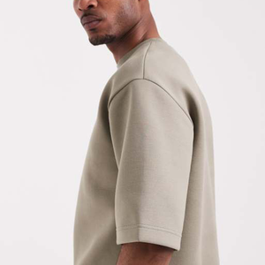 <span class=keywords><strong>T</strong></span>-<span class=keywords><strong>shirt</strong></span> in maglia doppia pesante antipiega color kaki, vestibilità rilassata con spalle scese - Product Image 5