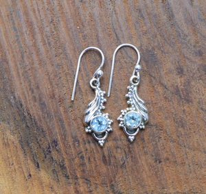 High Quality Designer <b>Handmade</b> 925 Sterling Silver <b>Earrings</b> with Faceted Natural Blue Topaz Gemstone Trendy Style Gift for Her - Product Image 3