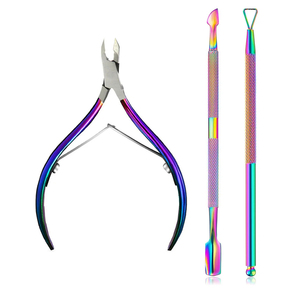 Ensemble de coupe-ongles professionnels en acier inoxydable, finition arc-en-ciel, ouverture large, poignée noire durable pour le soin des ongles des doigts et des orteils, adulte - Product Image 3