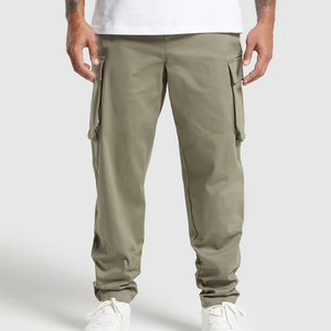 Pantalon de jogging personnalisé pour hommes design professionnel coupe ajustée couleur unie taille haute style décontracté fabriqué en toile coton délavé foncé - Product Image 3