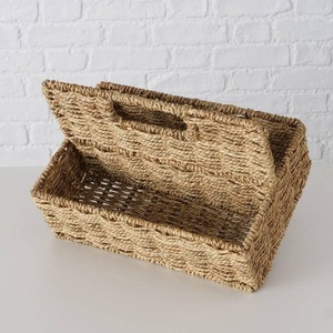Porte-documents en jonc de mer avec poignée, panier à magazines et dépliants en jonc de mer, accessoires de bureau - Product Image 4