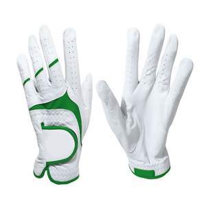 Guantes de Golf Junior Premium Transpirables Antideslizantes Verdes con Ribete Blanco Diseño de Logotipo Personalizado Cuero Genuino Deportes Unisex - Product Image 5