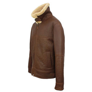 Veste en cuir pour homme de haute qualité en fourrure, nouvelle conception de qualité supérieure, en peau de mouton shearling, aviateur, hiver et logo personnalisé pour homme - Product Image 4