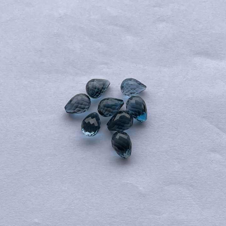 6mm 8mm 10mm Natural London Blue Topaz Undrilled Top Drill Faceted Drops Loose Gemstone for Jewelry Making AAA Quality Fine DIY