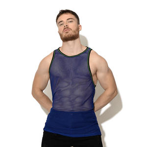 Breathable Lightweight 100% Cotton Quick Dry Eco-Friendly Customizable Gym Stringer Workout <b>Mesh</b> Tank <b>Tops</b> for Men - Product Image 6