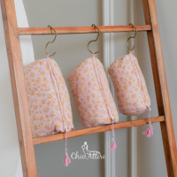 Personnaliser ensemble professionnel de 3 pièces de luxe à motifs floraux de qualité voyage trousse de toilette écologique en coton doux pour le maquillage et la beauté
