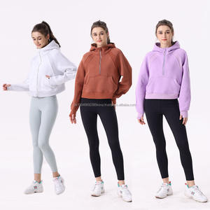 Nouveau sweat à capuche zippé pour femme, coupe ajustée, 100 % coton, séchage rapide, polaire, pour le sport, le fitness, les activités de plein air et le yoga, grandes tailles - Product Image 2