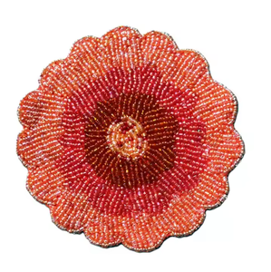 Handmade Floral Beaded Glass Coaster Economical Wedding <b>Christmas</b> Party <b>Table</b> Accents or Kitchen <b>Mats</b> & Pads - Product Image 2