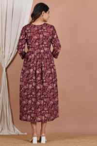 Vestido de Maternidad Posparto Estampado a Mano con Acceso para Lactancia, Ropa de Embarazo para Lactancia, Vestido de Algodón, Mayorista - Product Image 6