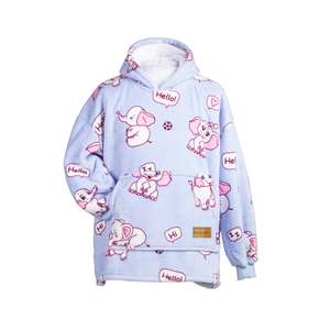 Sudadera con Capucha Infantil con Estampado de Elefantes, Manta de Felpa de Poliéster Talla Única, para Usar en Casa y de Viaje - Product Image 1