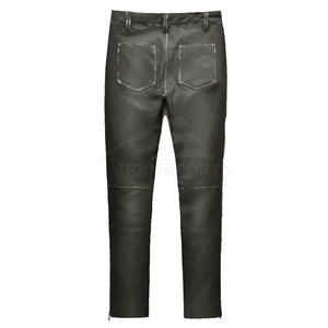 Pantalon en cuir de couleur unie de haute qualité pour hommes le plus vendu avec tissu en toile légère taille moyenne motif droit - Product Image 2