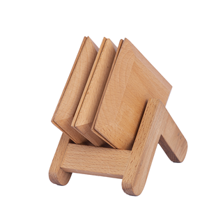 10x10cm Square Beech Wood Coaster - Natural Solid Wooden Drink Mat - Eco-Friendly Heat Resistant <b>Table</b> <b>Protector</b> - Product Image 4