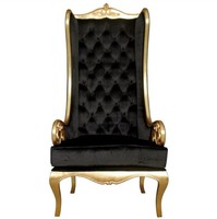 Chaises à dossier en velours noir avec détails dorés Meubles en bois massif Nouveau design classique et français