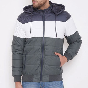 Blouson matelassé à capuche pour homme, look classique, col montant en toile, réversible, imperméable, haute qualité, taille standard - Product Image 1