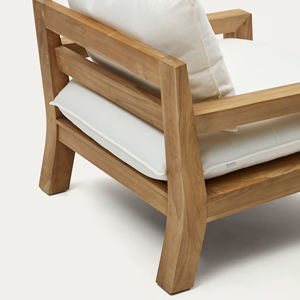 Chaise longue d'extérieur moderne minimaliste en bois de teck massif rotin synthétique polyvalent hôtels plage cours parcs jardin-Lafta - Product Image 3