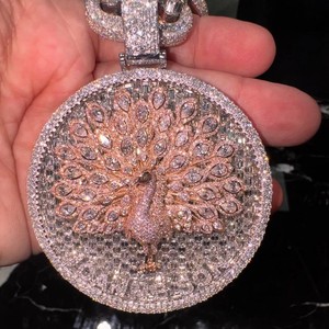 IGI certificado 925 plata esterlina 14K/18k oro sólido Pavo Real colgante para hombres personalizado VVS Moissanite diamante estilo Hip Hop fino - Product Image 1