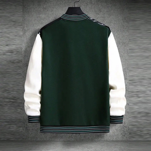 Veste universitaire en cuir 100% laine sur mesure OEM avec manches en cuir, patch en chenille, broderie de lettres pour hommes - Product Image 2