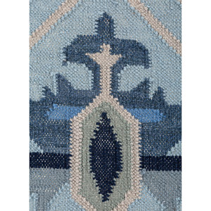 Tapis en laine bleue bédouine, tissage plat, jacquard, à poils coupés, PVC, pour extérieur, maison, exercice et prière, lavable - Adwl-23008 - Product Image 3