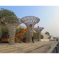 Sculpture de jardin en acier Corten | Installation d'art en métal extérieur rouillé
