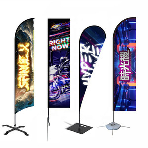 Bandera de Playa Personalizada Tipo P de Doble Cara, 3M 5, Diseño de Gota de Agua y Pluma para Publicidad Exterior - Product Image 1