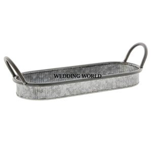 ถาดเสิร์ฟอาหารชุบสังกะสีแบบทำมือทรงกลมถาดเสิร์ฟโลหะสำหรับอาหารค่ำสุดหรูดีไซน์เนอร์ขายส่ง - Product Image 6