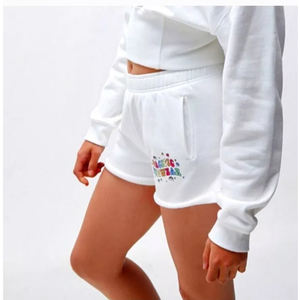 Pantalones cortos deportivos de verano para mujer, pantalones casuales holgados de algodón de 250g, cierre de cintura elástica, patrón sólido, estilo de moda callejera, servicio OEM - Product Image 4