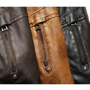 2024/25 utilitaire d'hiver personnalisé PU coupe-vent manteau vêtements moto polaire veste en cuir synthétique pour hommes - Product Image 5