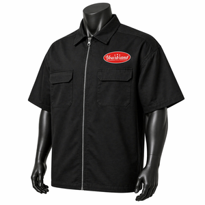 Camisa Oversize Personalizada para Hombre con Cremallera, Manga Corta, Corte Holgado, Estilo Urbano, Parche con Logo, Doble Bolsillo, Venta al por Mayor OEM - Product Image 3