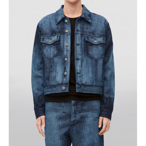 2023 nouvelle veste en toile pour hommes de haute qualité denim bleu lavé personnalisé avec des conceptions OEM tissu tissé de saison d'hiver - Product Image 2