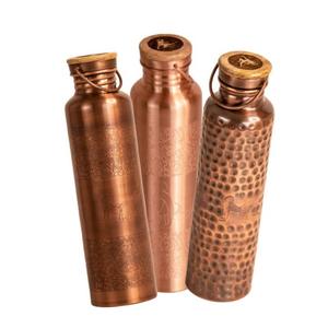 Traditional Indian style copper <b>water</b> <b>bottle</b> with artistic detailing and premium leakproof lid for everyday use - Product Image 5